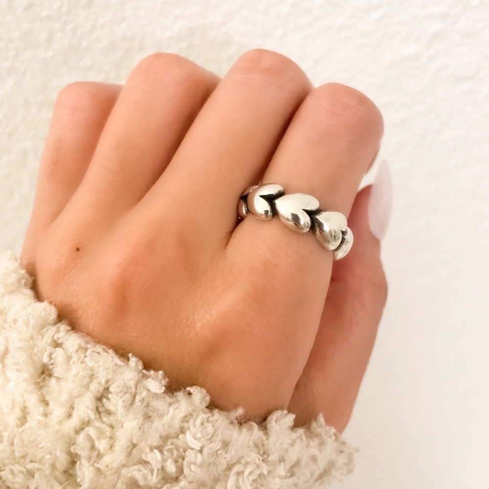 925 Sterling Silver Heart Ring Band Heart Ring Minimalist Dainty Ring Adjustable